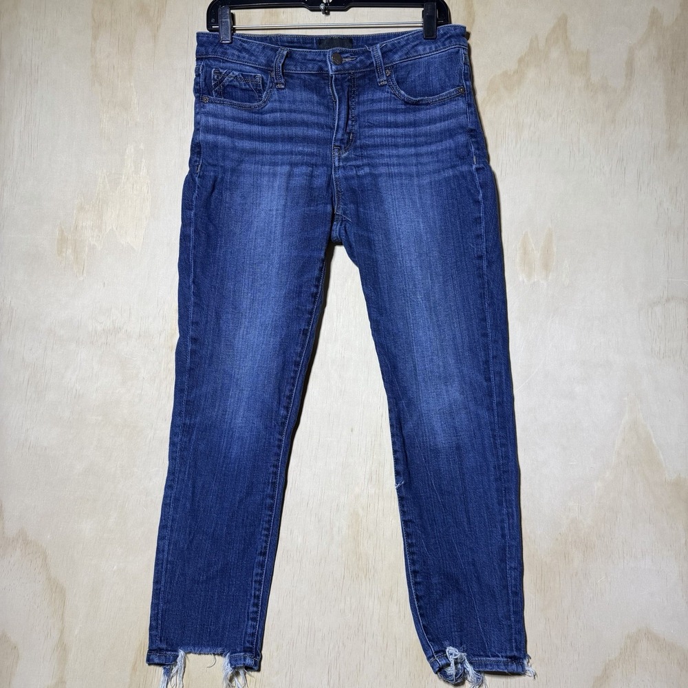 Buckle Black Fit No 53 Womens 29x27 Ankle Skinny Jeans Raw Hem Blue Stretch